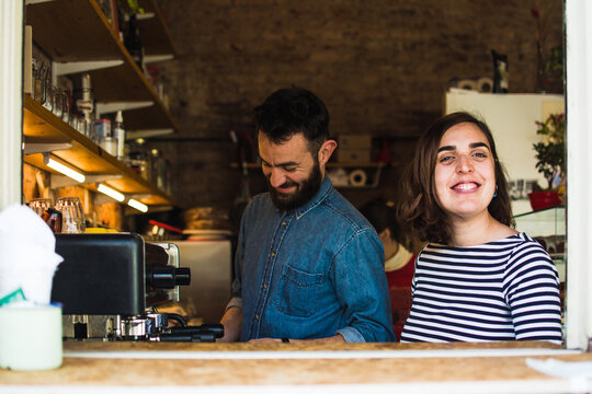 Take away kichen staff smiling