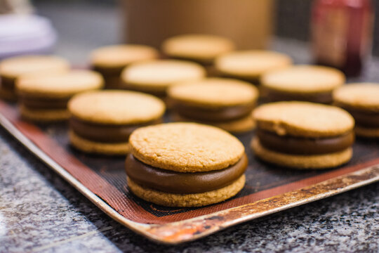 Delicious cookies with dulce de leche