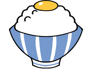 茶碗に盛られた大盛り黄身のみ卵かけご飯のイラスト素材