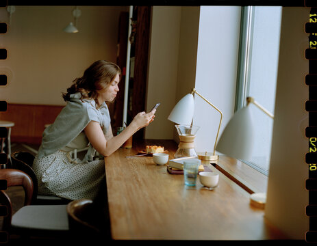 Woman in a cafe