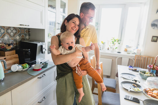 Happy family in the kitchen