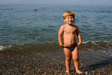 Cute toddler at the beach