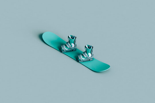 3d render of a snowboard and boots