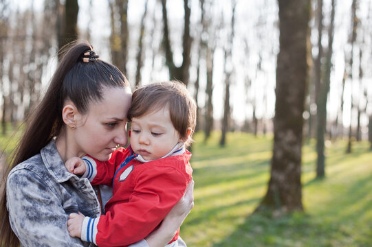 Little boy with his mom