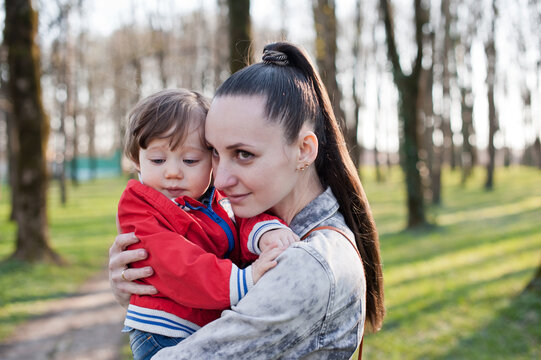 Little boy with his mom