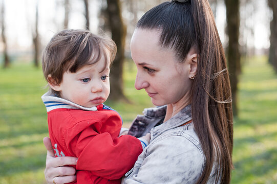 Little boy with his mom