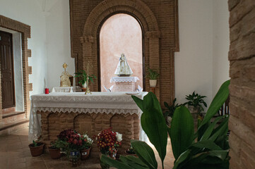 Interior of the hermitage of the Sanctuary of the Virgen del Monte.