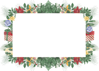 Watercolor Christmas Flower Frame
