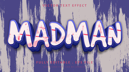 3d Grunge Word Madman Editable Text Effect Design Template