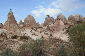 Fototapeta na wymiar View Fairy chimneys rock formations at Cappadocia Valley