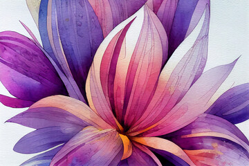 Watercolor Style Illustration of Flowers, Romantic, Flower Background, Digital Art.
