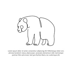 Panda line design. Simple animal silhouette decorative elements drawn with one continuous line. Vector illustration of minimalist style on white background.