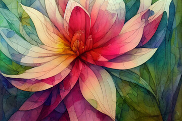 Watercolor Style Illustration of Flowers, Romantic, Flower Background, Digital Art.