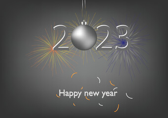 illustration of a happy new year background., Fire work happy new year themes.
