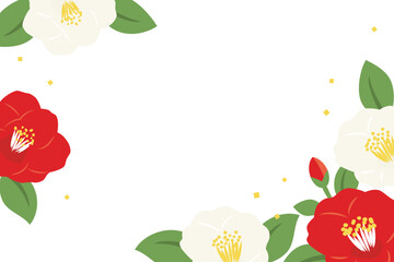 Red and white camellia flowers background illustration