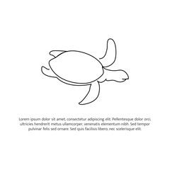 Turtle line design. Simple animal silhouette decorative elements drawn with one continuous line. Vector illustration of minimalist style on white background.