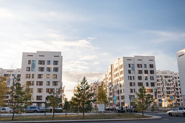 Cityscape of a residential area with modern apartment buildings
