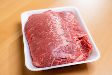 Pack of fresh raw beef meat