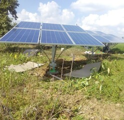 solar power water pump stock image 