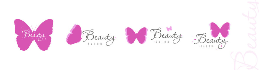 Set of logos for beauty and aesthetics with butterflies.