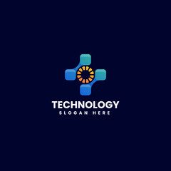 Vector Logo Illustration Technology Gradient Colorful Style.
