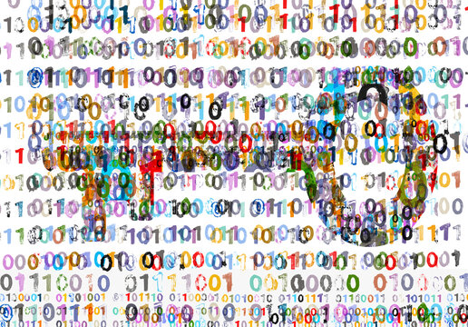 Cryptography Concept with Key and Binary Code in Hand painted Letters