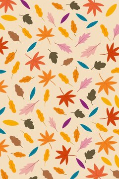 Leaves in fall botanical illustration