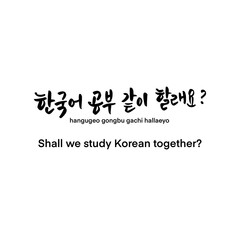 shall we study korean together? 한국어 공부 같이 할래요?