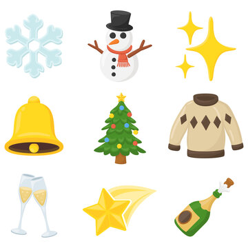 Christmas Sign Emoji Icon Illustration. Holidays Vector Symbol Emoticon Design Clip Art Sign Comic Style.