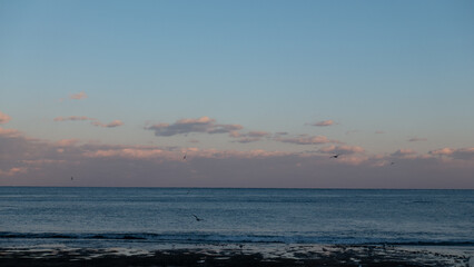 Purple sky and sea scenery