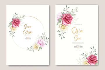 Beautiful Floral roses Wedding Invitation Card