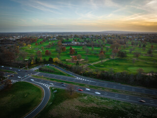 Aerial Drone Sunset in Bridgewater New Jersey
