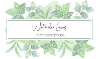 watercolorgreen leaves frame