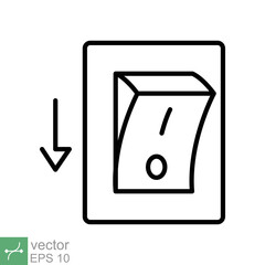 Light off, electric switch icon. Simple outline style. Power turn off button, toggle switch of position concept for web and app. Thin line vector illustration isolated on white background. EPS 10.