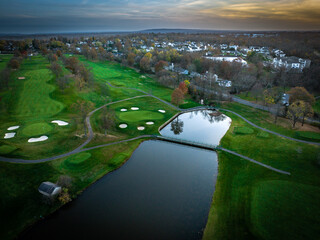Aerial Drone Sunset in Bridgewater New Jersey