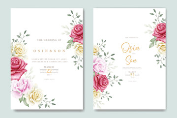 Fototapeta na wymiar Beautiful Floral roses Wedding Invitation Card