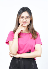 Looking at camera and smiling Of Beautiful Asian Woman Isolated On White Background