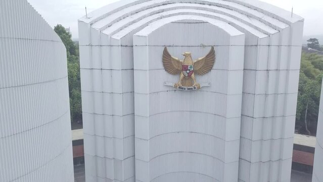 Monument to the West Java People's Struggle is a Museum of the History of the West Java People's Struggle, and is a testament to the people's struggle to defend indep with zoom out drone aerial
