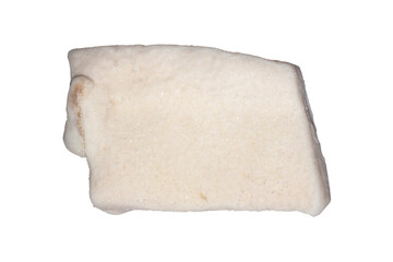 Ukrainian lard with salt and garlic on a white background.Homemade lard in salt, top view.A piece of frozen bacon.