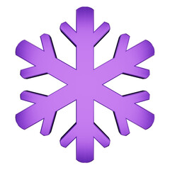 3d illustration of a purple snowflake made of metal on white background for decoration on a Christmas tree.