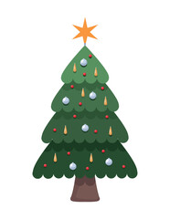 christmas tree with balls hanging