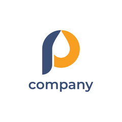WebInitial letter P Orange Logo. Flat Vector Logo Design Template Elements