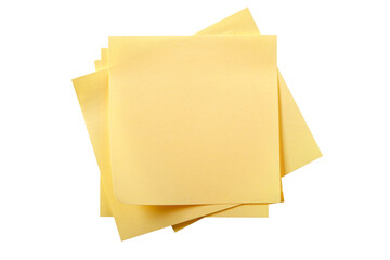 Untidy stack of several square yellow sticky post it note isolated transparent background photo PNG...