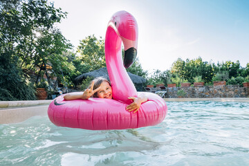 Floating in the pool