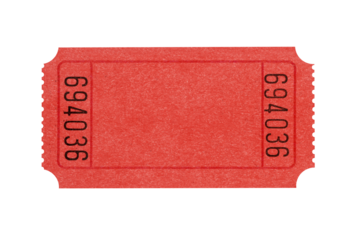 Blank red ticket flat one single isolated transparent background photo PNG file