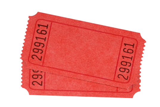 Pair of blank plain old ticket stub isolated transparent background photo PNG file