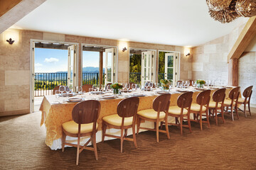 Dining room event space set up at hotel