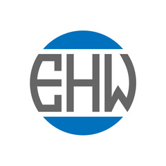 EHW letter logo design on white background. EHW creative initials circle logo concept. EHW letter design.