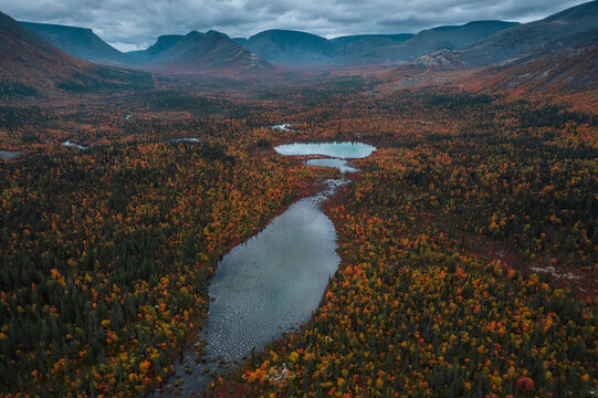 Autumn lake in the North