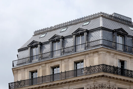 Parisian apartment building in summer